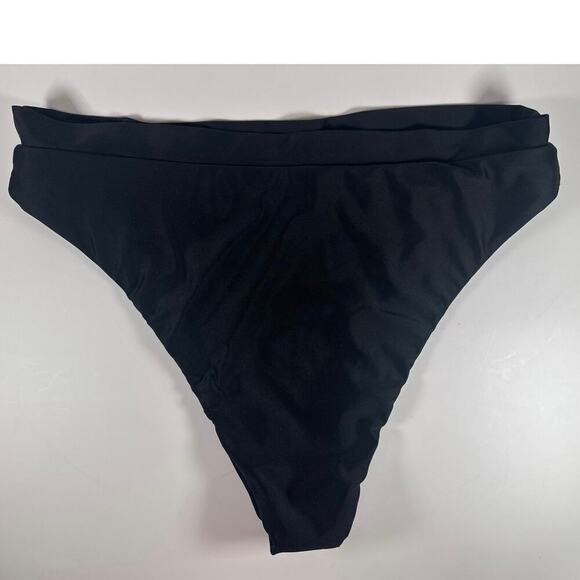 Black High Waisted Bikini Swim Bottoms Women's Large L - Picture 3 of 7
